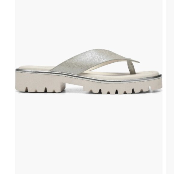 Donald J. Pliner Bloom Flip Flop Silver Sandals, SIze 9 - Picture 1 of 14